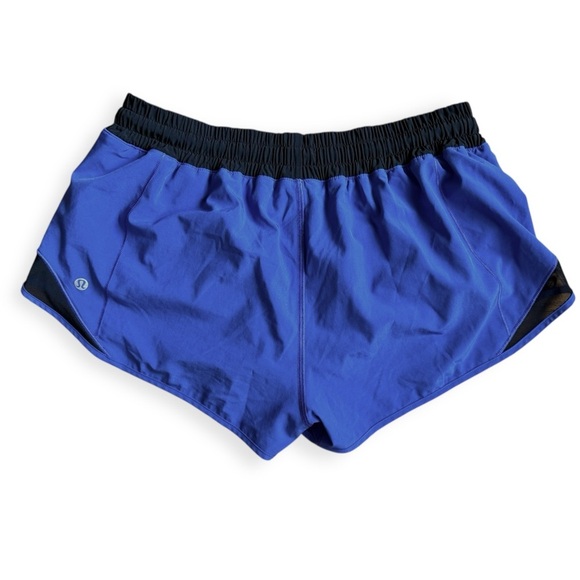 LULULEMON HOTTY HOT II SHORTS 2.5" MOROCCAN BLUE/BLACK Size 10 Yoga Gym Running - Picture 2 of 7